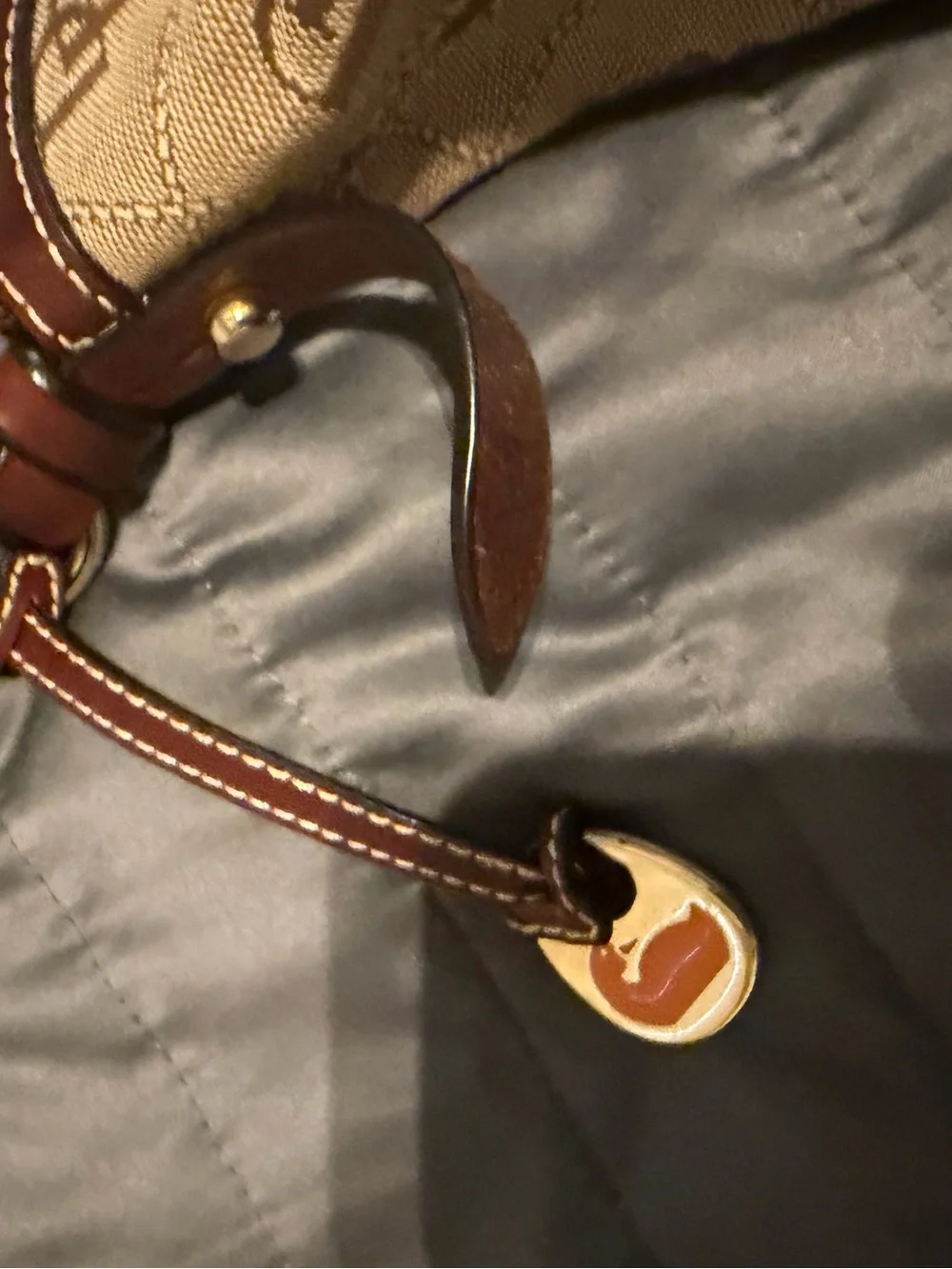 Dooney & Bourke Tan and Brown Signature Jacquard Shoulder Bag